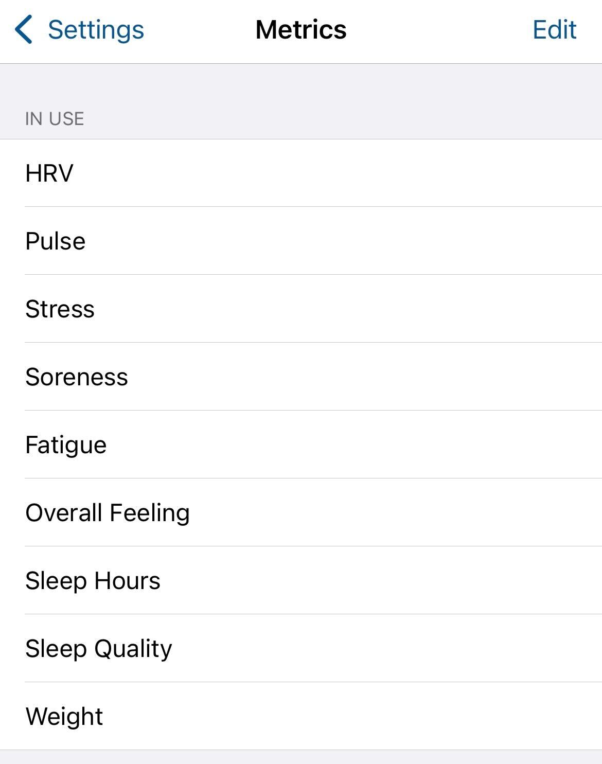 TP metrics settings
